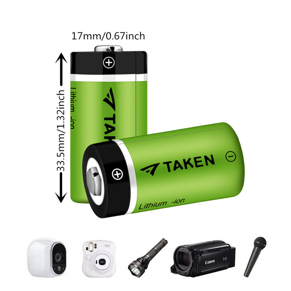 Taken 16 Pack CR123A 3.7V 750mAh [ CAN BE RECHARGED ] Batteries