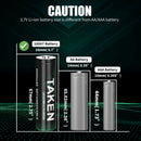 Taken Rechargeable Batteries 4 Pack 3.7v Lithium ion Flashlight Battery for Headlamps, Doorbells, Handheld Fan, Solar Wall Light